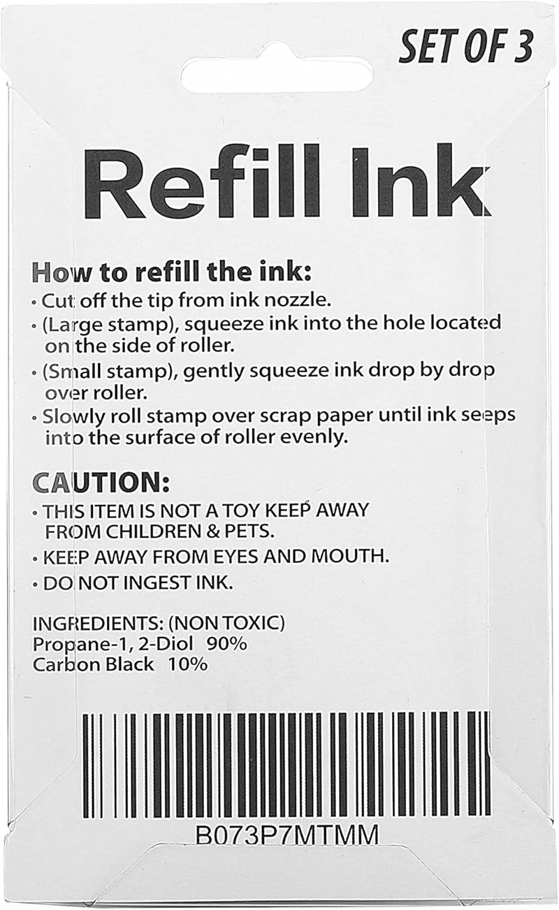 Miseyo Roller Stamp Refill Ink - 3 Pack - Black Ink - Image 2